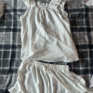 Amazon White Ruffle Strap Pajama Set
